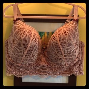 NWOT Pink/Red Lace Longline Bra